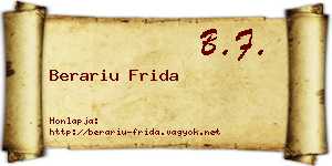 Berariu Frida névjegykártya